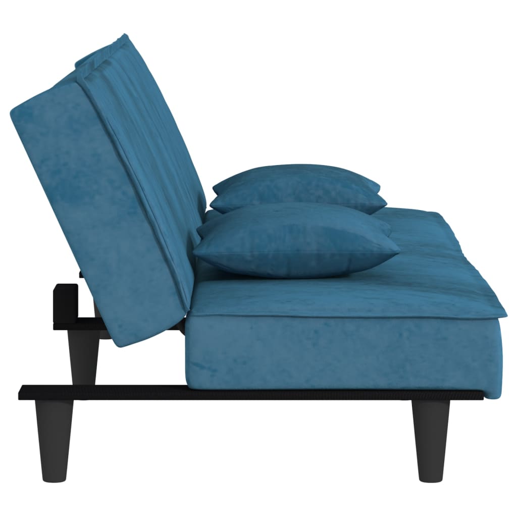 vidaXL Canapea extensibilă, albastru, catifea vidaXL Canapea extensibilă, albastru, catifea