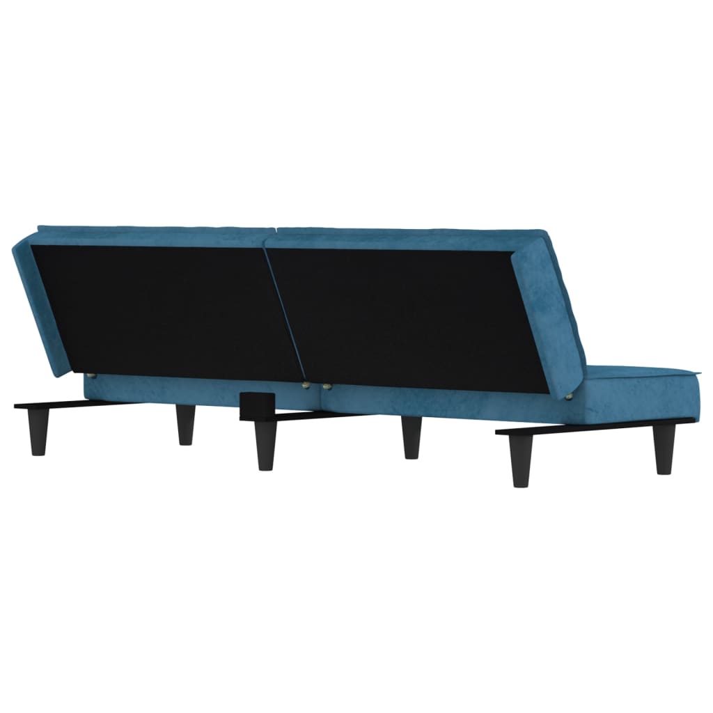 vidaXL Canapea extensibilă, albastru, catifea vidaXL Canapea extensibilă, albastru, catifea