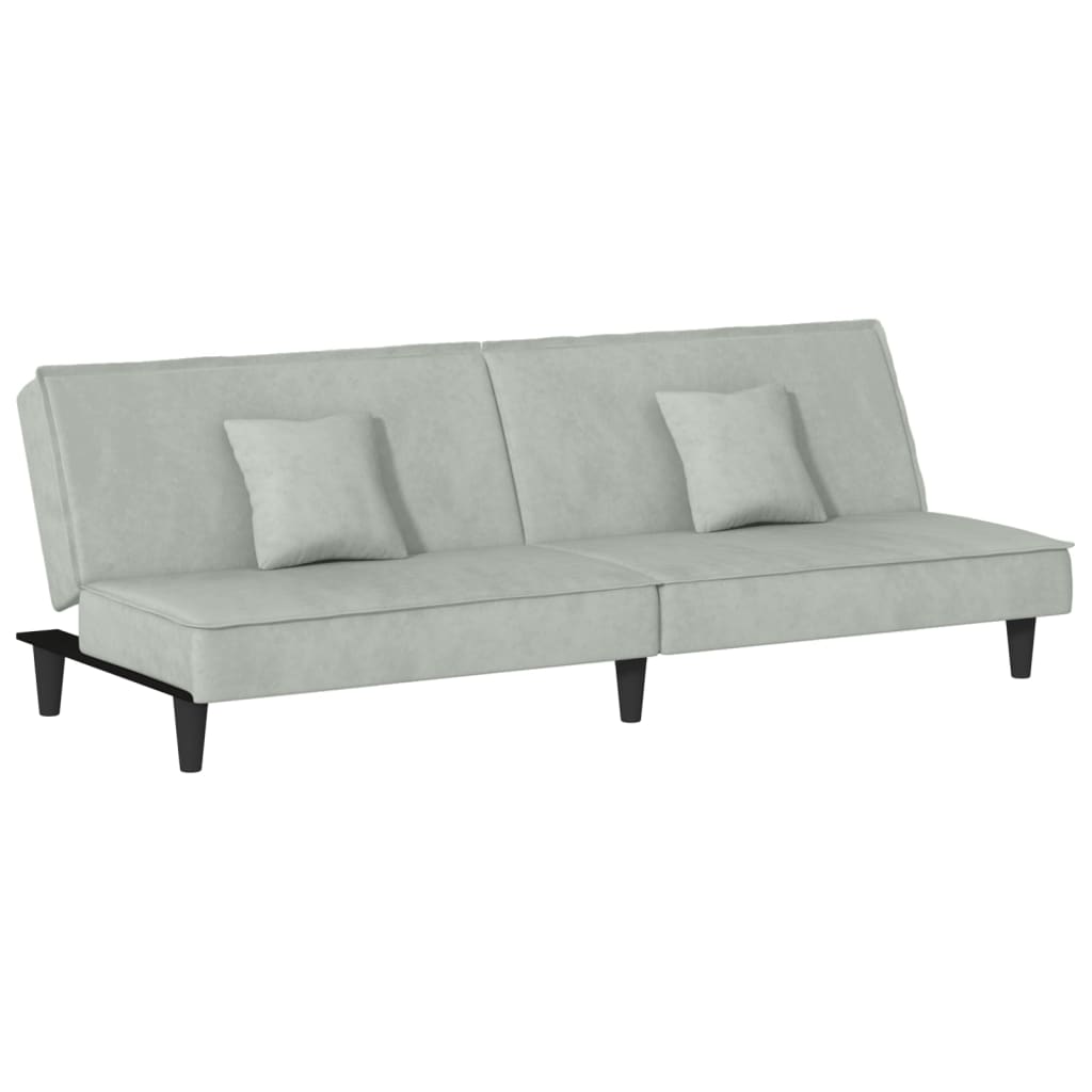 vidaXL Canapea extensibilă, gri deschis, catifea vidaXL Canapea extensibilă, gri deschis, catifea