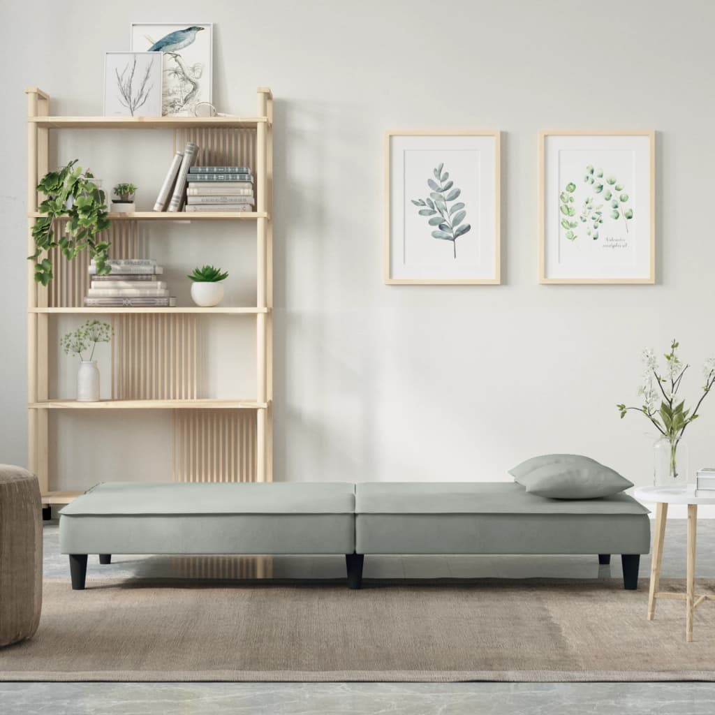 vidaXL Canapea extensibilă, gri deschis, catifea vidaXL Canapea extensibilă, gri deschis, catifea
