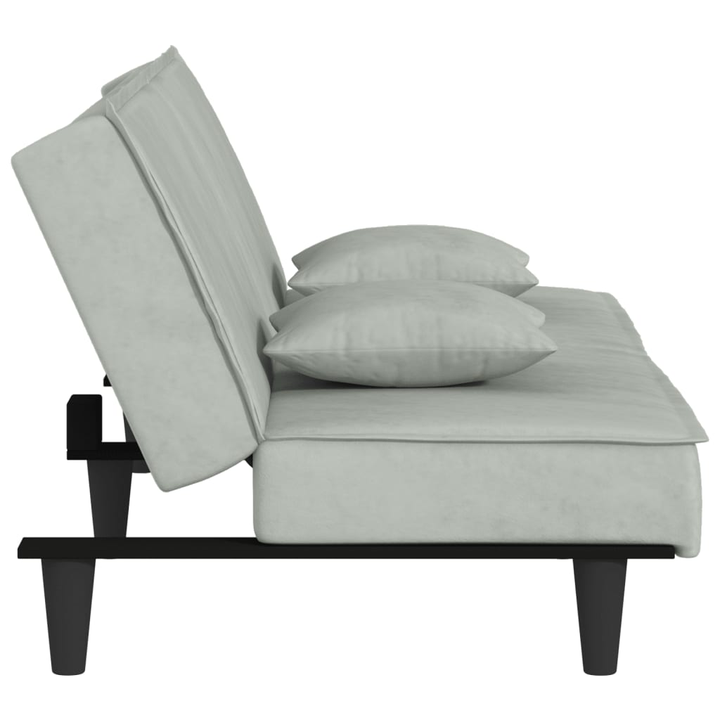vidaXL Canapea extensibilă, gri deschis, catifea vidaXL Canapea extensibilă, gri deschis, catifea