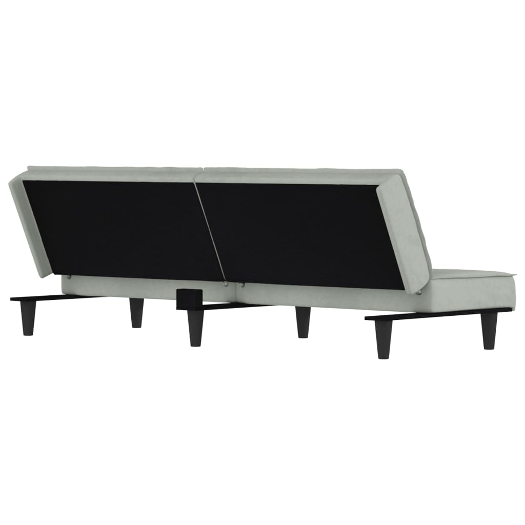 vidaXL Canapea extensibilă, gri deschis, catifea vidaXL Canapea extensibilă, gri deschis, catifea
