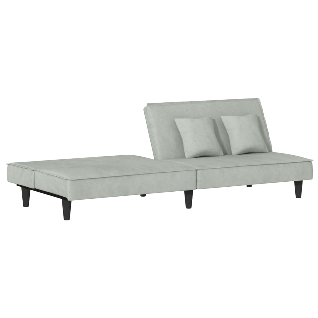 vidaXL Canapea extensibilă, gri deschis, catifea vidaXL Canapea extensibilă, gri deschis, catifea
