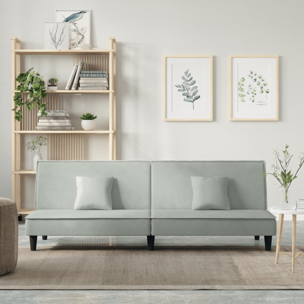vidaXL Canapea extensibilă, gri deschis, catifea vidaXL Canapea extensibilă, gri deschis, catifea