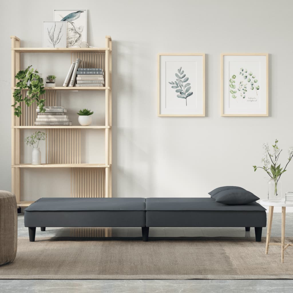 vidaXL Canapea extensibilă, gri închis, catifea vidaXL Canapea extensibilă, gri închis, catifea
