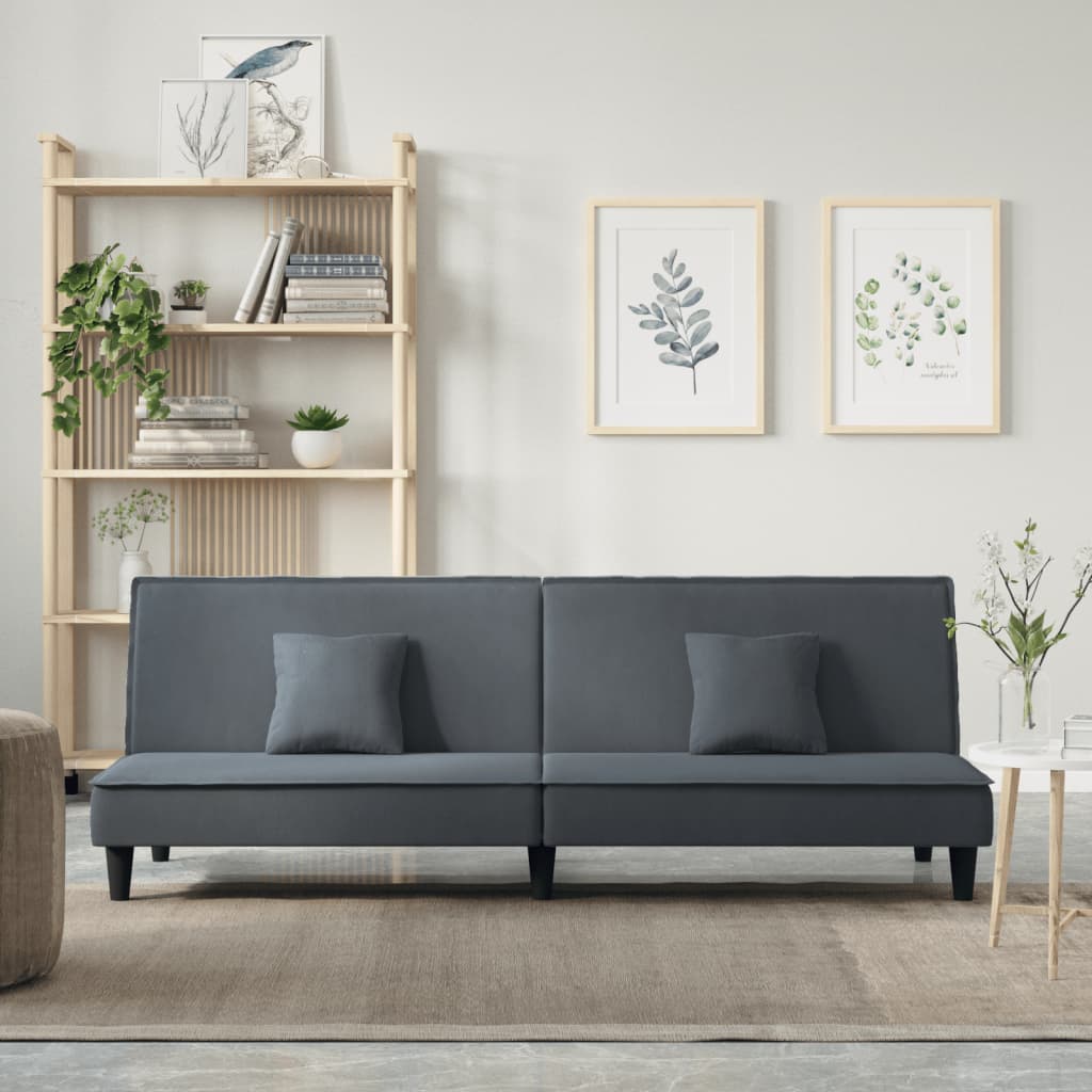 vidaXL Canapea extensibilă, gri închis, catifea vidaXL Canapea extensibilă, gri închis, catifea