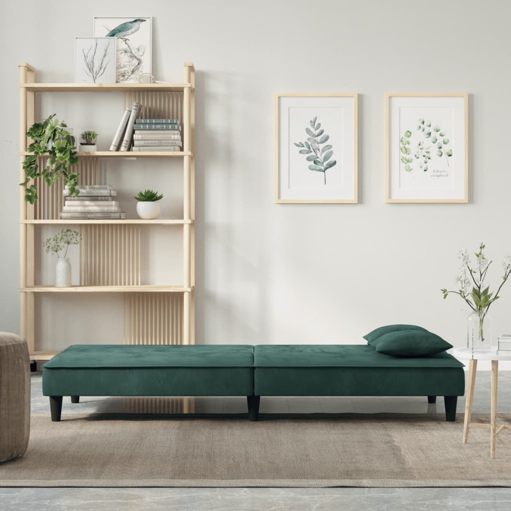 vidaXL Canapea extensibilă, verde închis, catifea vidaXL Canapea extensibilă, verde închis, catifea