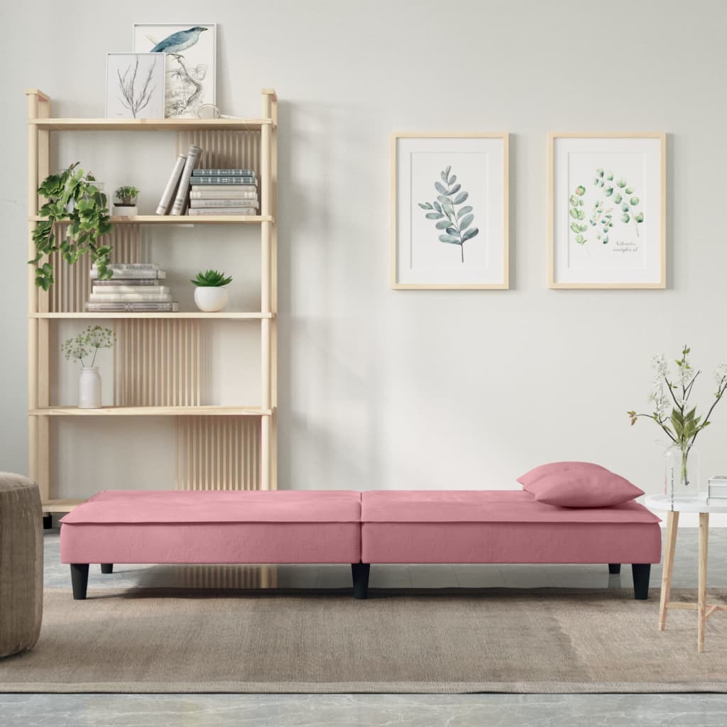 vidaXL Canapea extensibilă, roz, catifea vidaXL Canapea extensibilă, roz, catifea