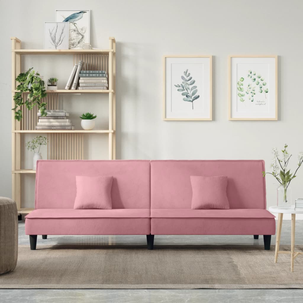 vidaXL Canapea extensibilă, roz, catifea vidaXL Canapea extensibilă, roz, catifea