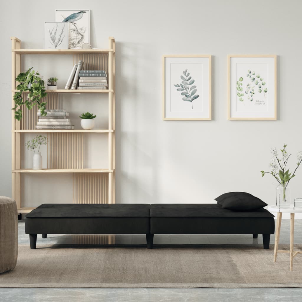 vidaXL Canapea extensibilă, negru, catifea vidaXL Canapea extensibilă, negru, catifea