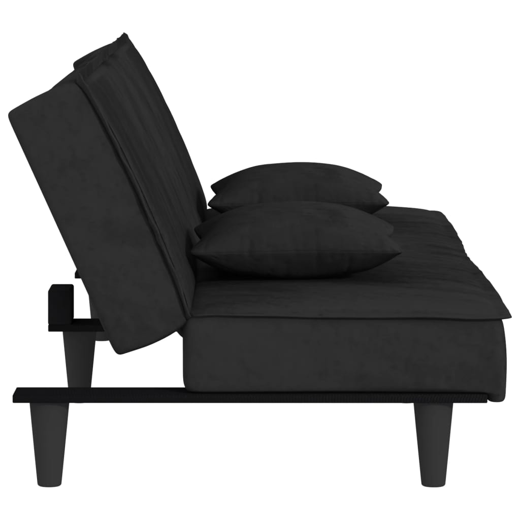 vidaXL Canapea extensibilă, negru, catifea vidaXL Canapea extensibilă, negru, catifea