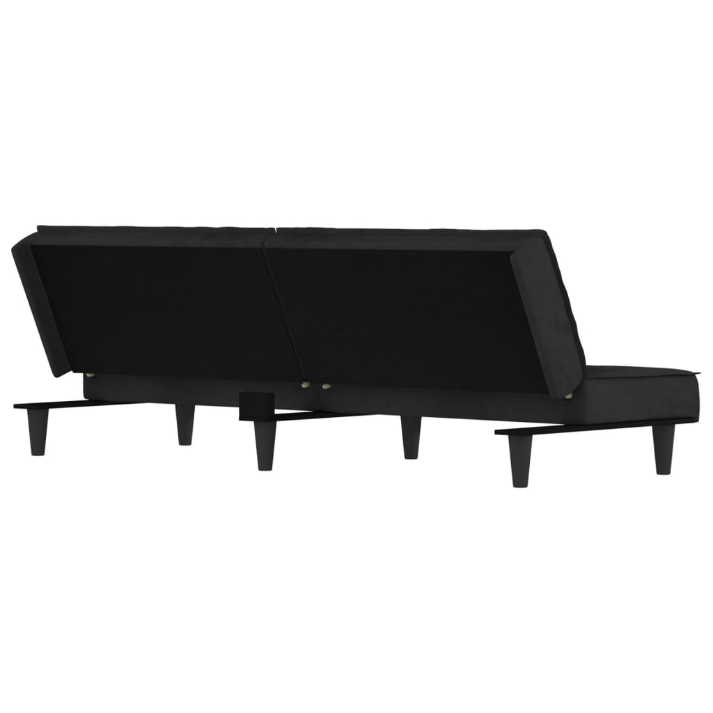 vidaXL Canapea extensibilă, negru, catifea vidaXL Canapea extensibilă, negru, catifea