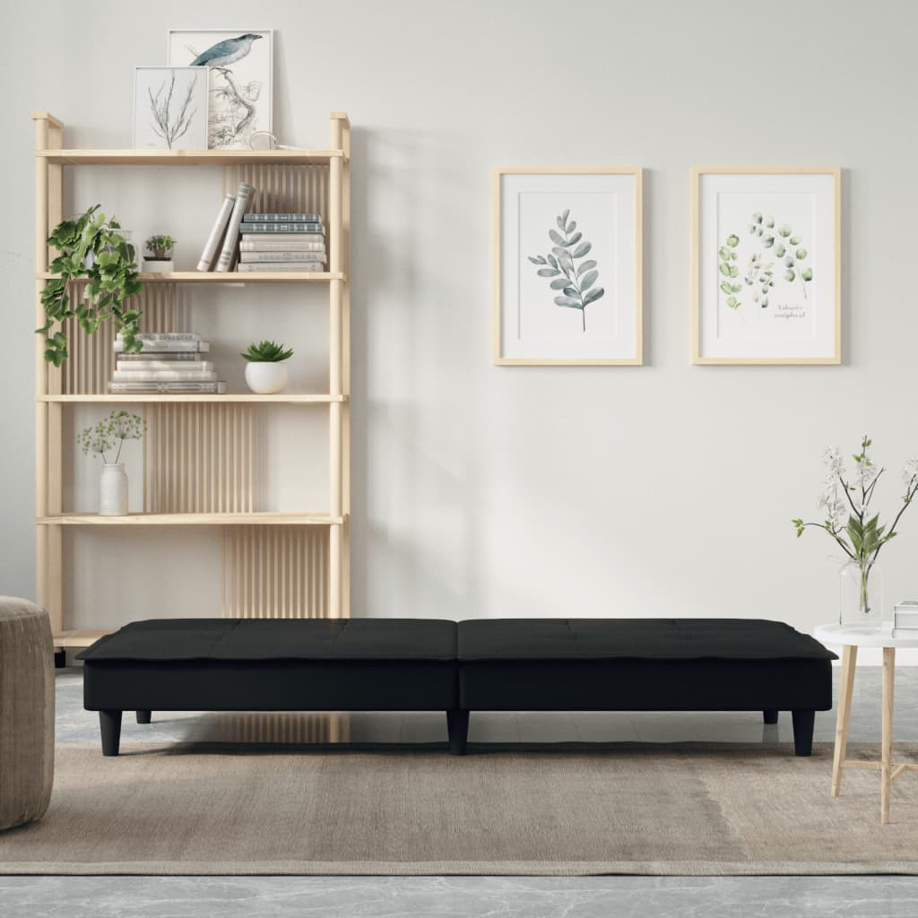 vidaXL Canapea extensibilă, negru, material textil vidaXL Canapea extensibilă, negru, material textil