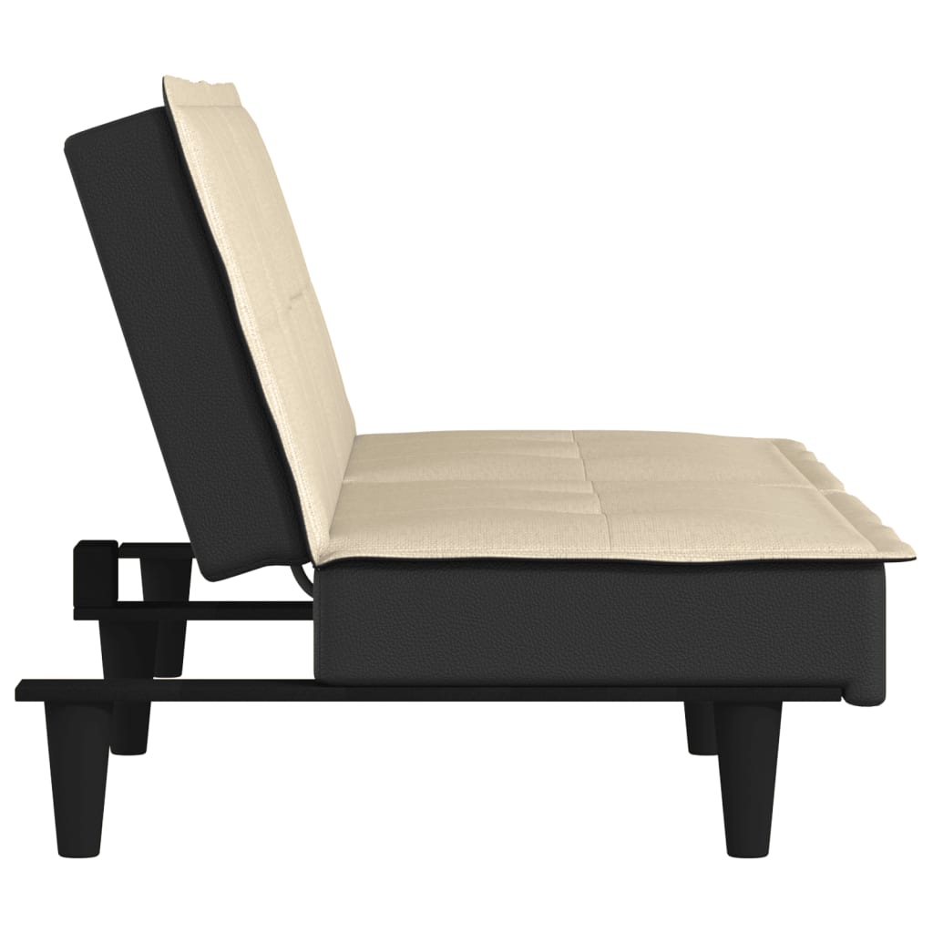 vidaXL Canapea extensibilă, crem, material textil vidaXL Canapea extensibilă, crem, material textil