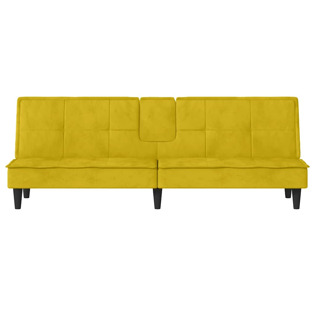 vidaXL Canapea extensibilă cu suporturi de pahare, galben, catifea