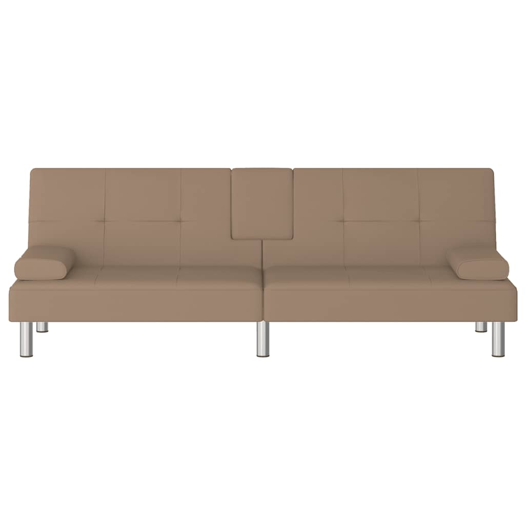 vidaXL Canapea extensibilă cu suport pahare, capucino, piele ecologică