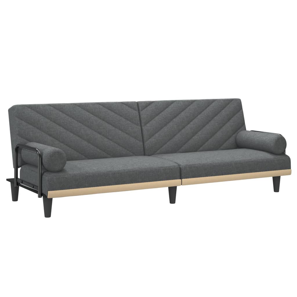 vidaXL Canapea extensibilă cu cotiere, gri închis, textil vidaXL Canapea extensibilă cu cotiere, gri închis, textil