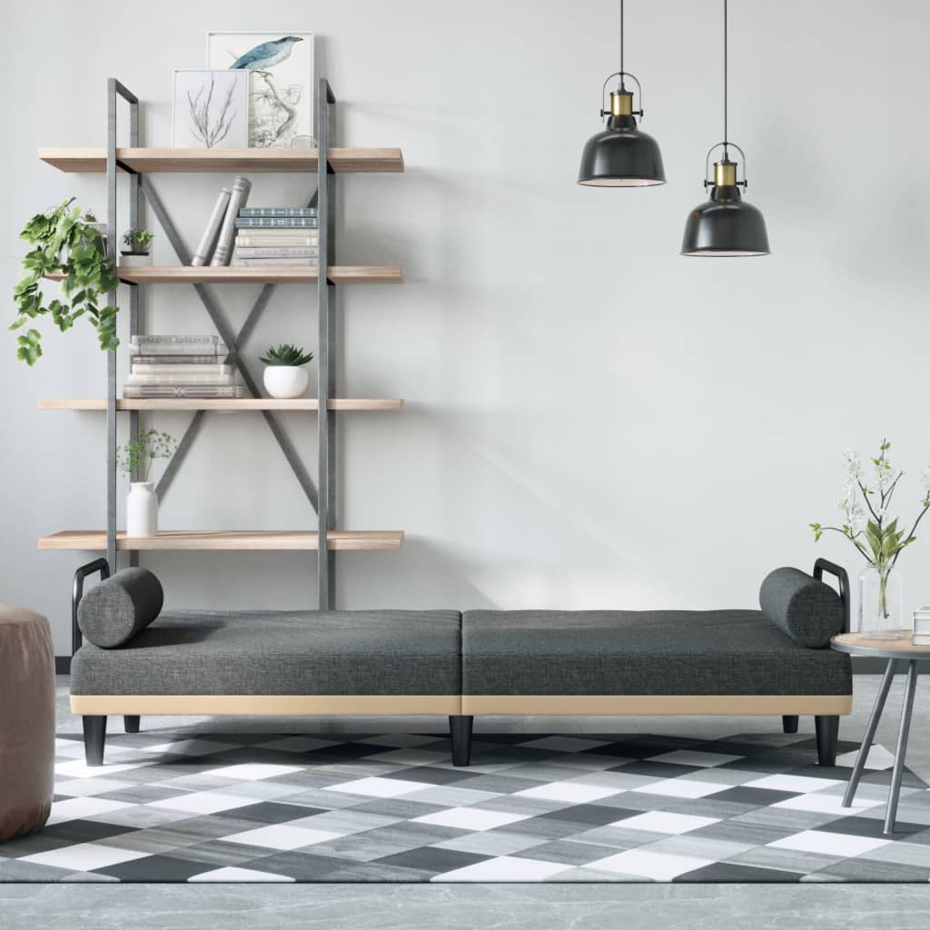 vidaXL Canapea extensibilă cu cotiere, gri închis, textil vidaXL Canapea extensibilă cu cotiere, gri închis, textil