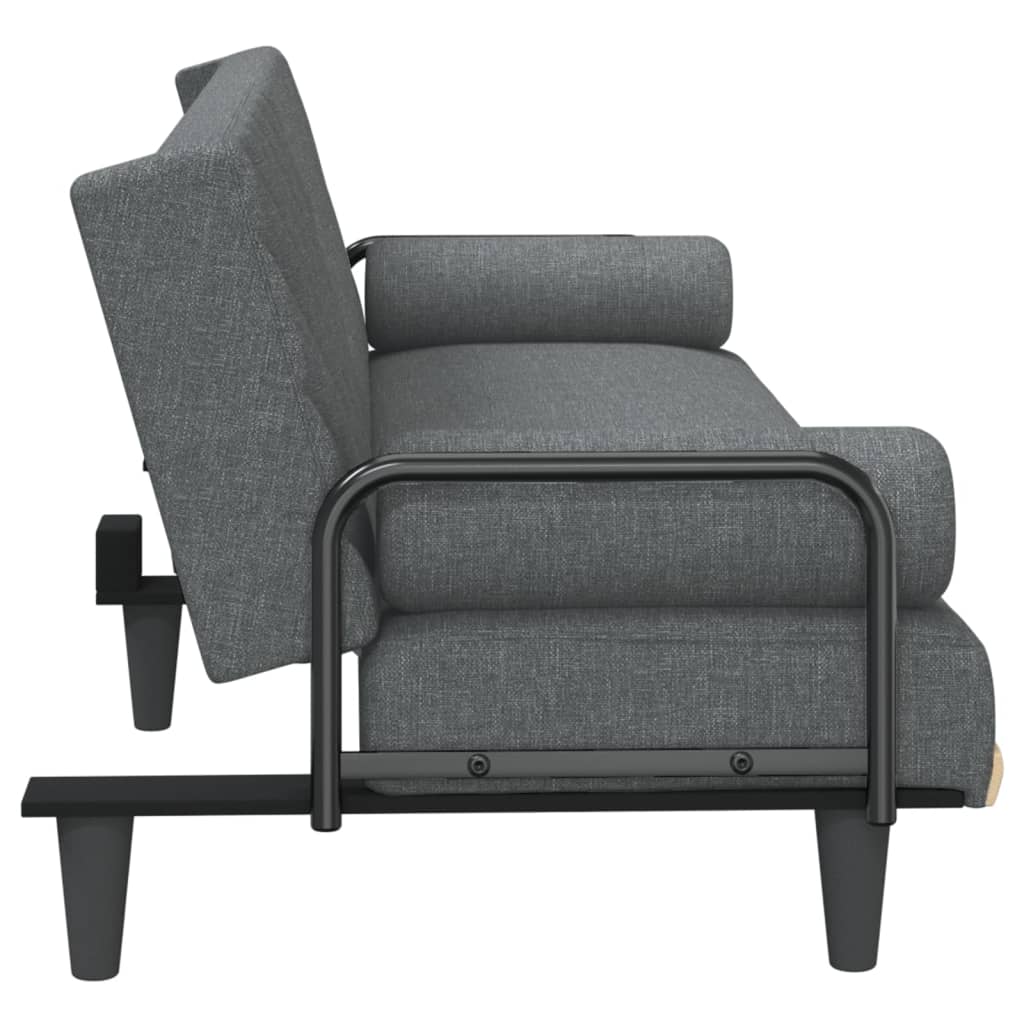 vidaXL Canapea extensibilă cu cotiere, gri închis, textil vidaXL Canapea extensibilă cu cotiere, gri închis, textil