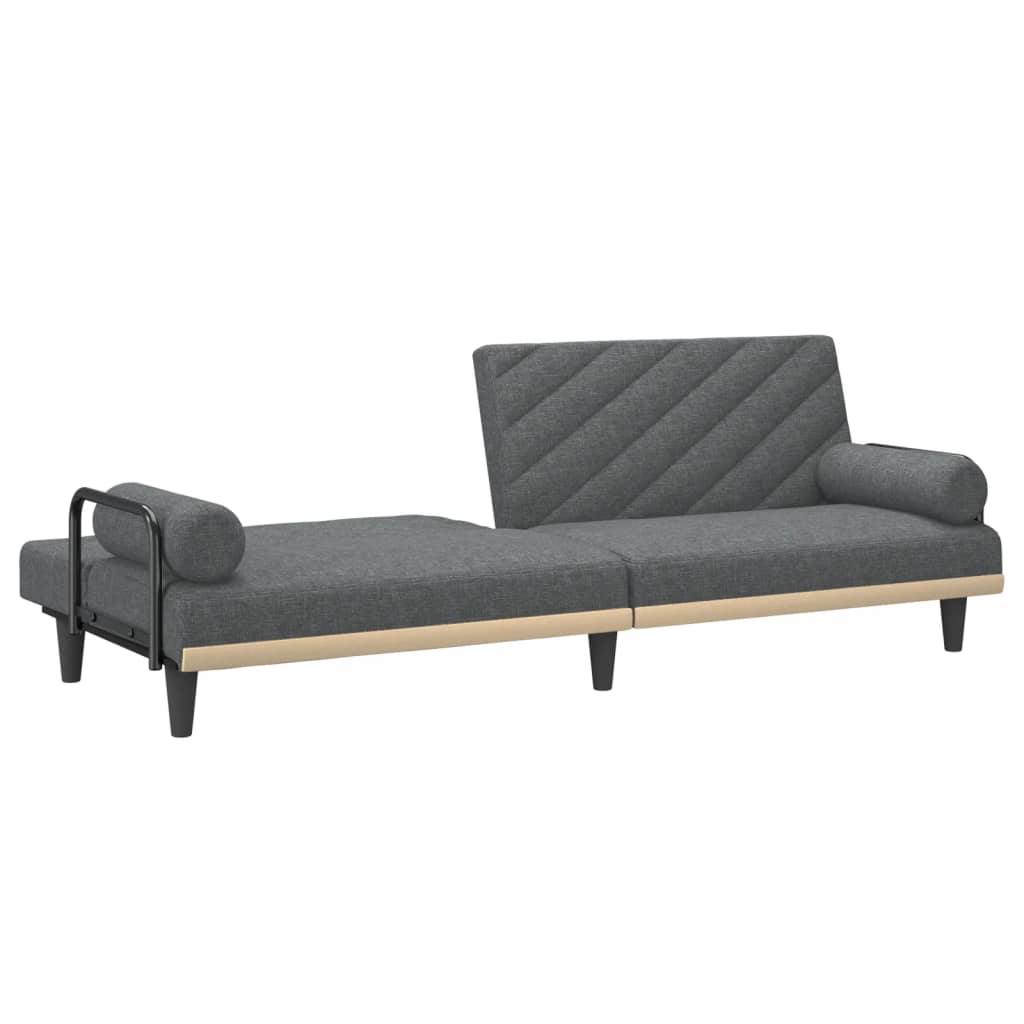 vidaXL Canapea extensibilă cu cotiere, gri închis, textil vidaXL Canapea extensibilă cu cotiere, gri închis, textil