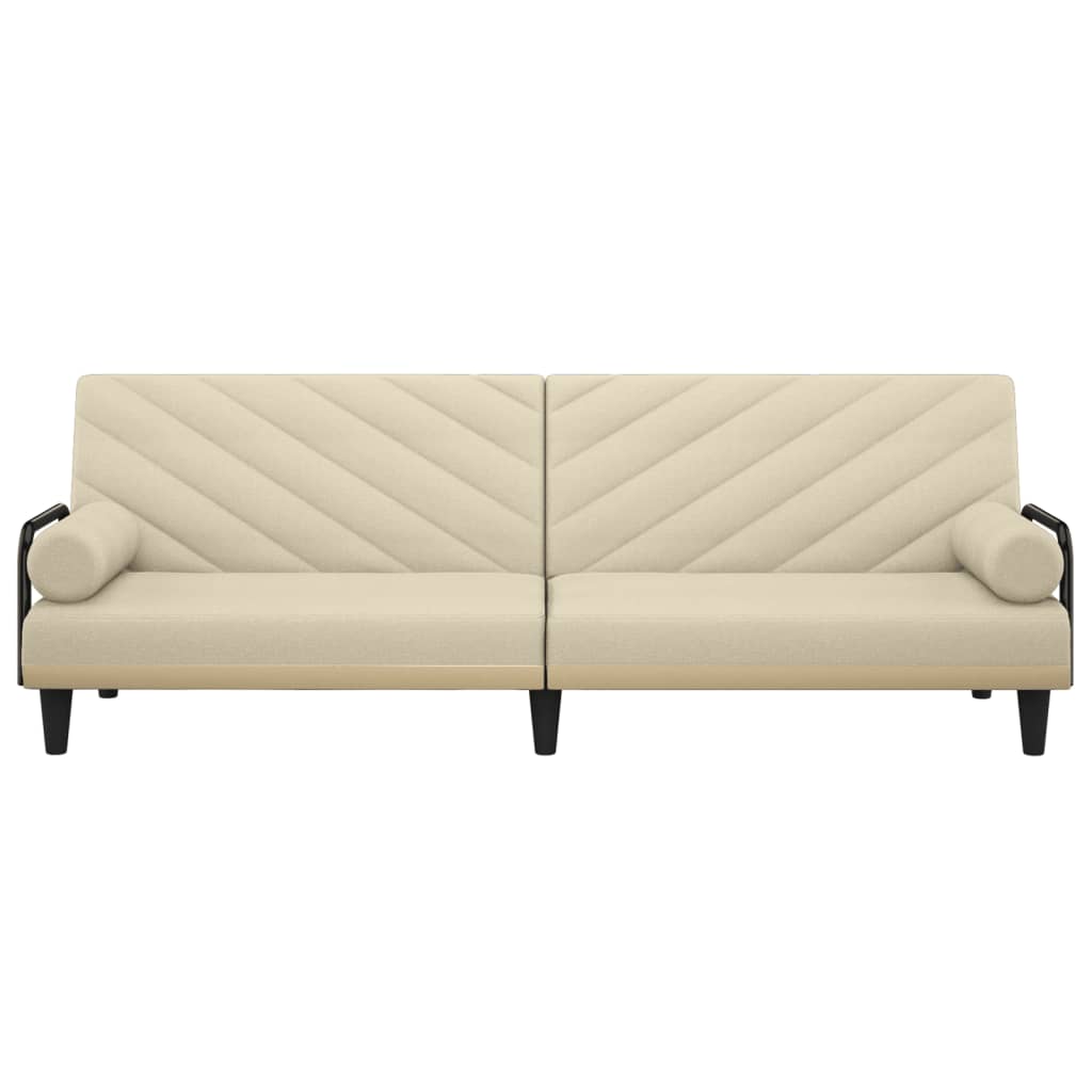 vidaXL Canapea extensibilă cu cotiere, crem, material textil