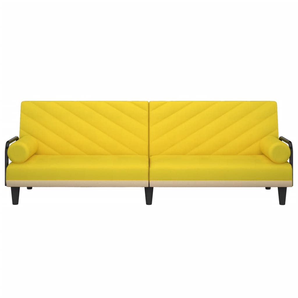 vidaXL Canapea extensibilă cu cotiere, galben deschis, textil
