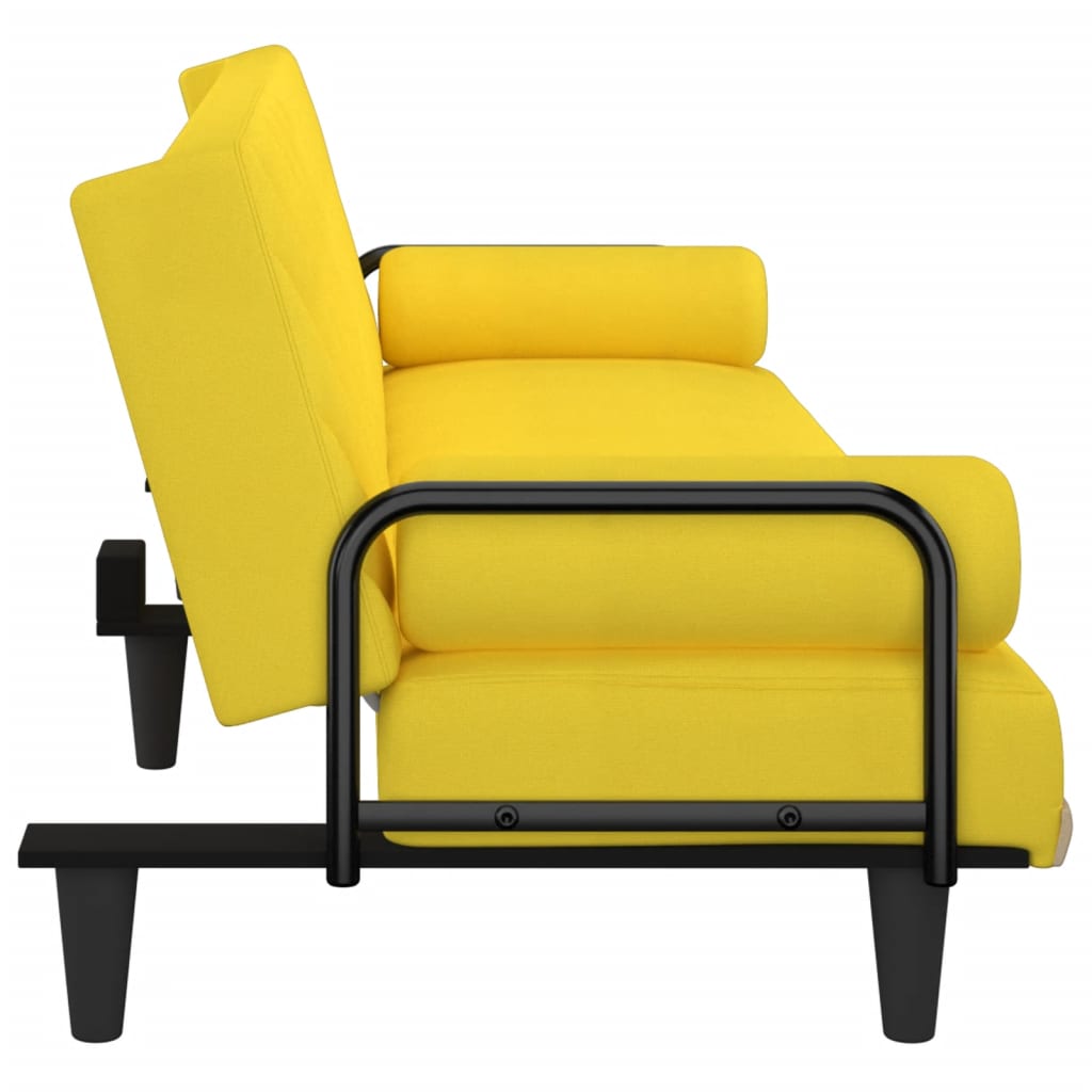 vidaXL Canapea extensibilă cu cotiere, galben deschis, textil