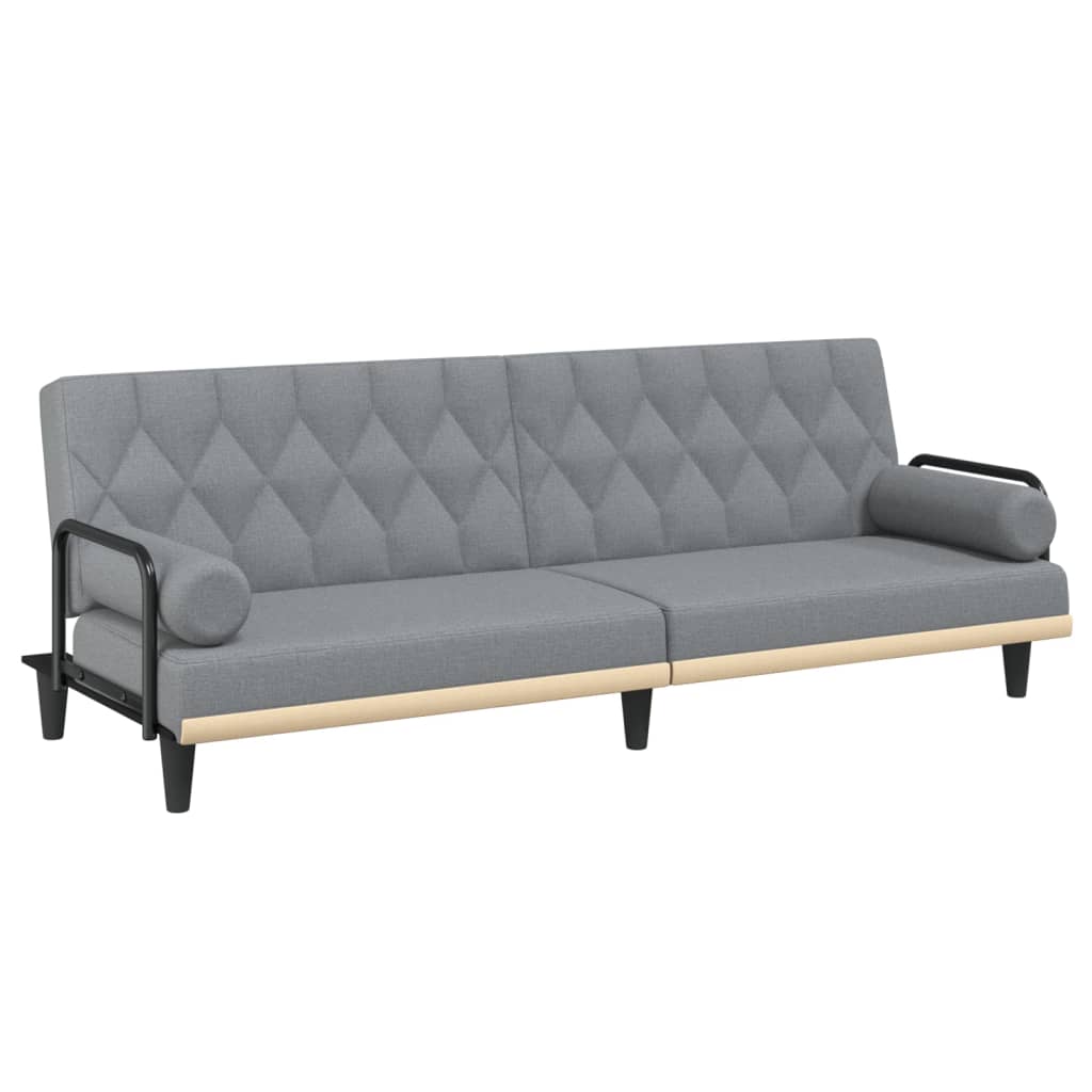 vidaXL Canapea extensibilă cu cotiere, gri deschis, textil