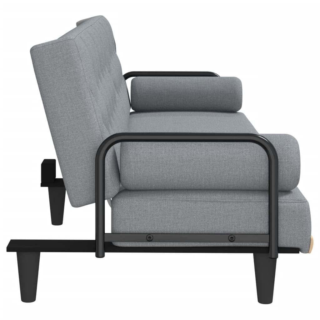 vidaXL Canapea extensibilă cu cotiere, gri deschis, textil