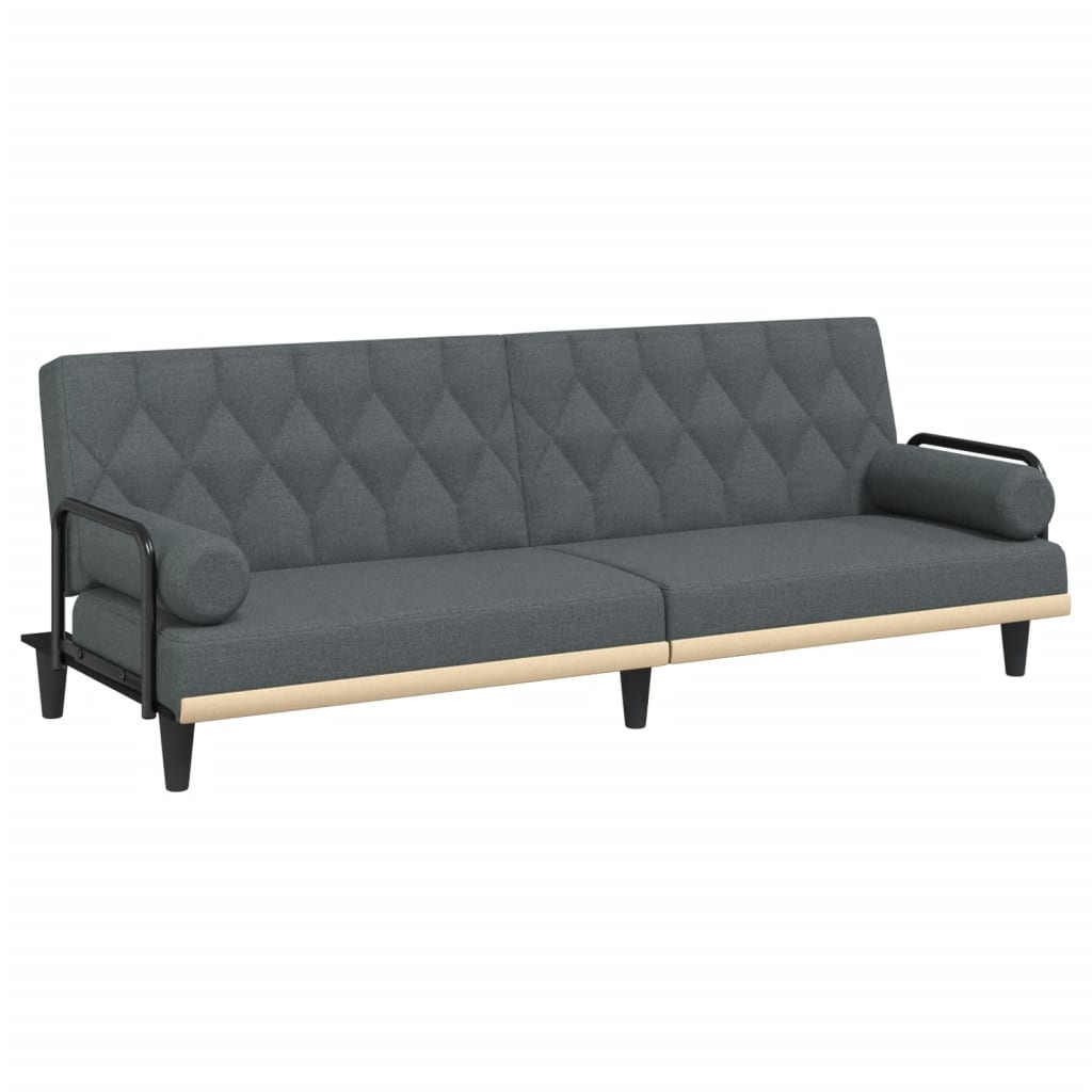 vidaXL Canapea extensibilă cu cotiere, gri închis, textil