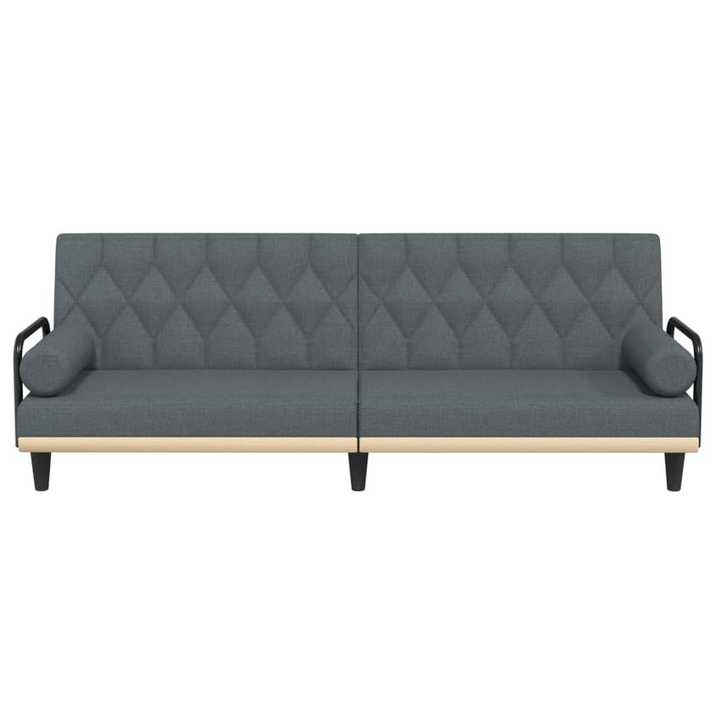 vidaXL Canapea extensibilă cu cotiere, gri închis, textil