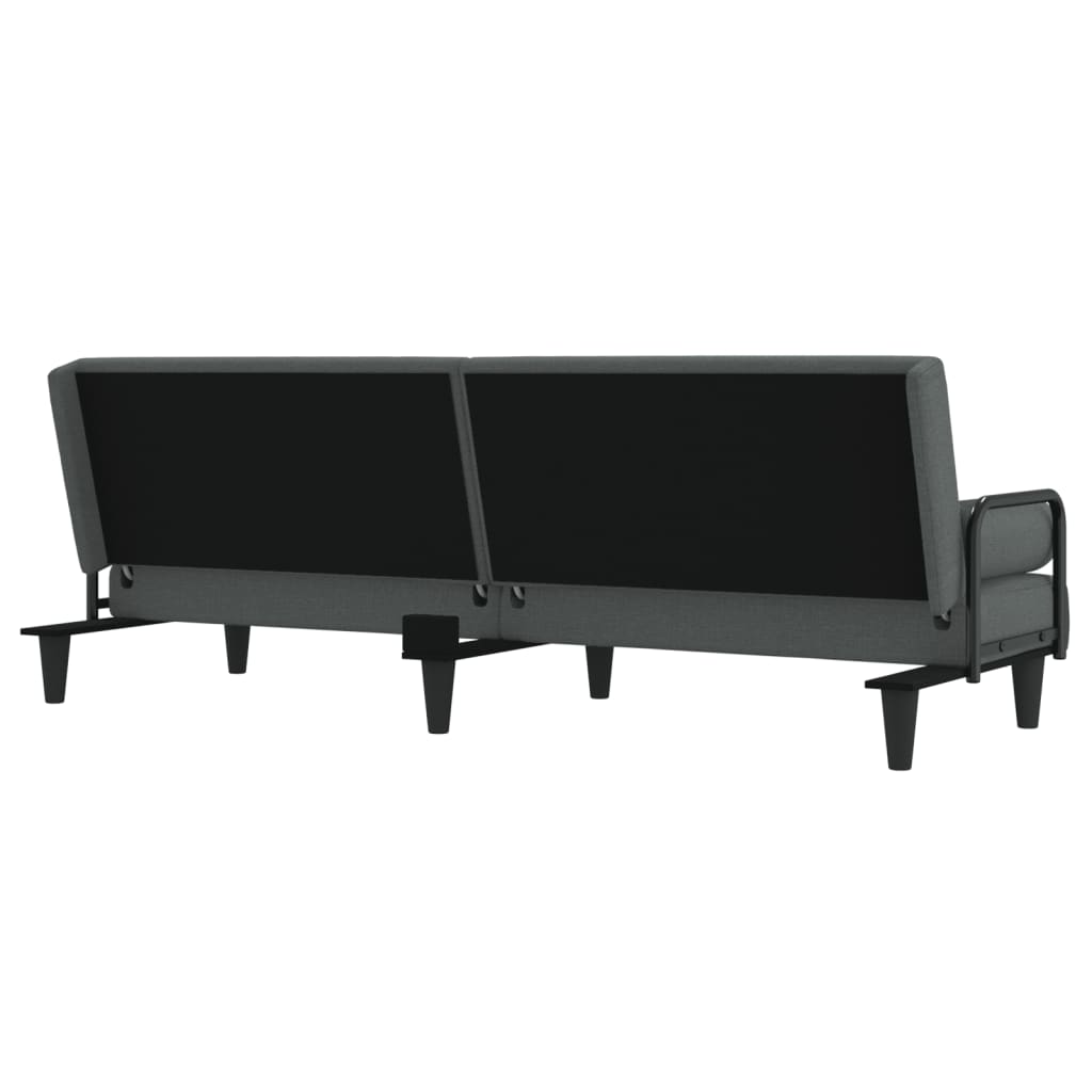 vidaXL Canapea extensibilă cu cotiere, gri închis, textil