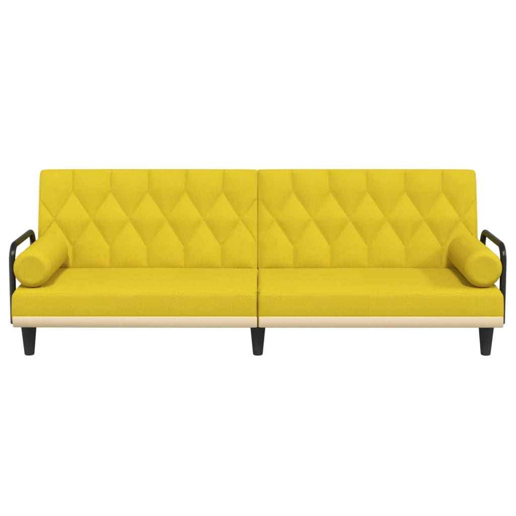 vidaXL Canapea extensibilă cu cotiere, galben deschis, textil