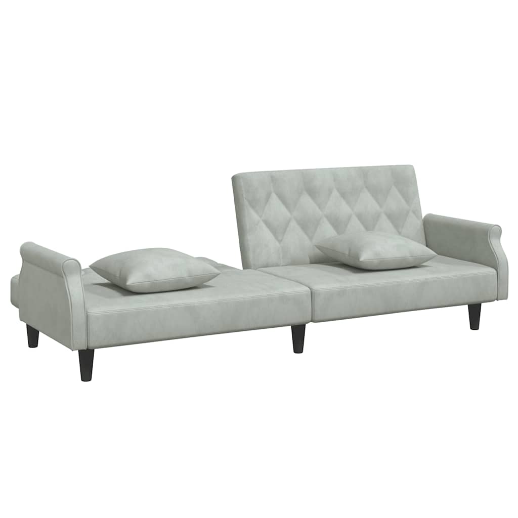 vidaXL Canapea extensibilă cu cotiere, gri deschis, catifea