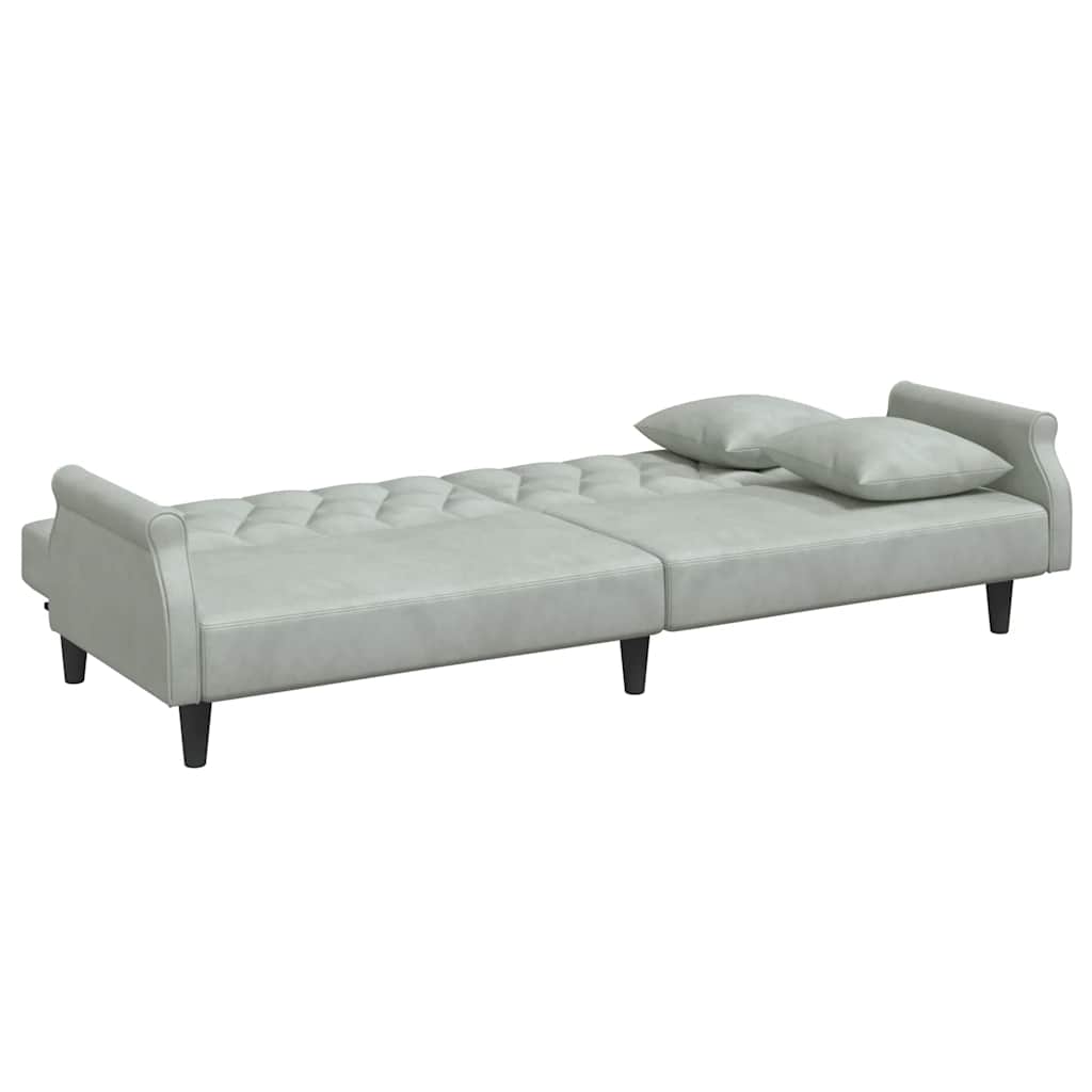 vidaXL Canapea extensibilă cu cotiere, gri deschis, catifea
