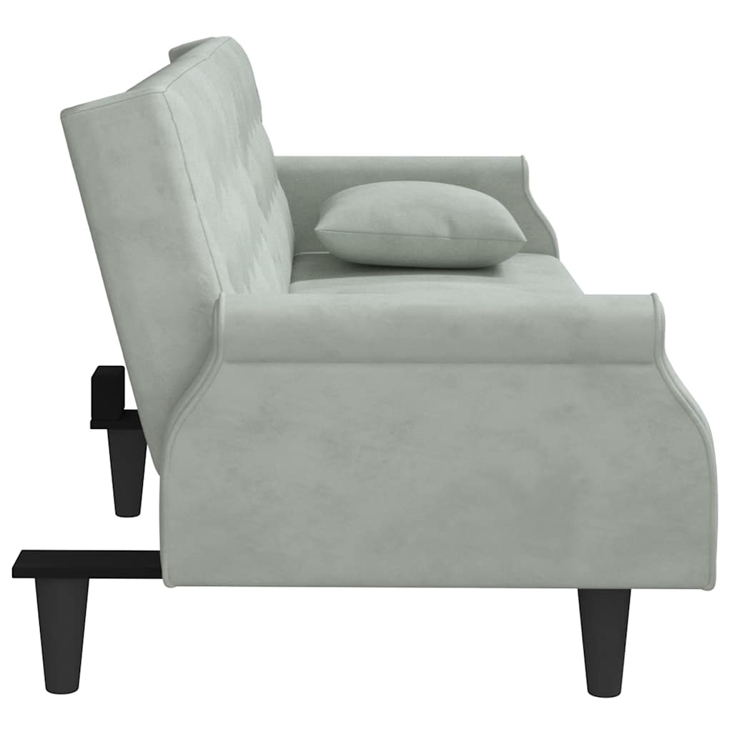 vidaXL Canapea extensibilă cu cotiere, gri deschis, catifea
