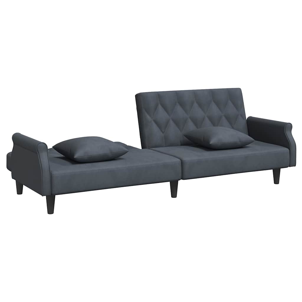 vidaXL Canapea extensibilă cu cotiere, gri închis, catifea