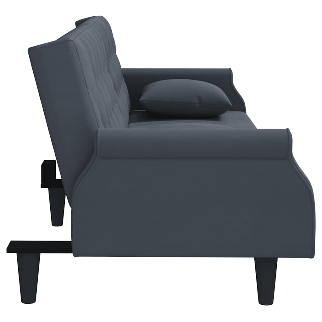 vidaXL Canapea extensibilă cu cotiere, gri închis, catifea