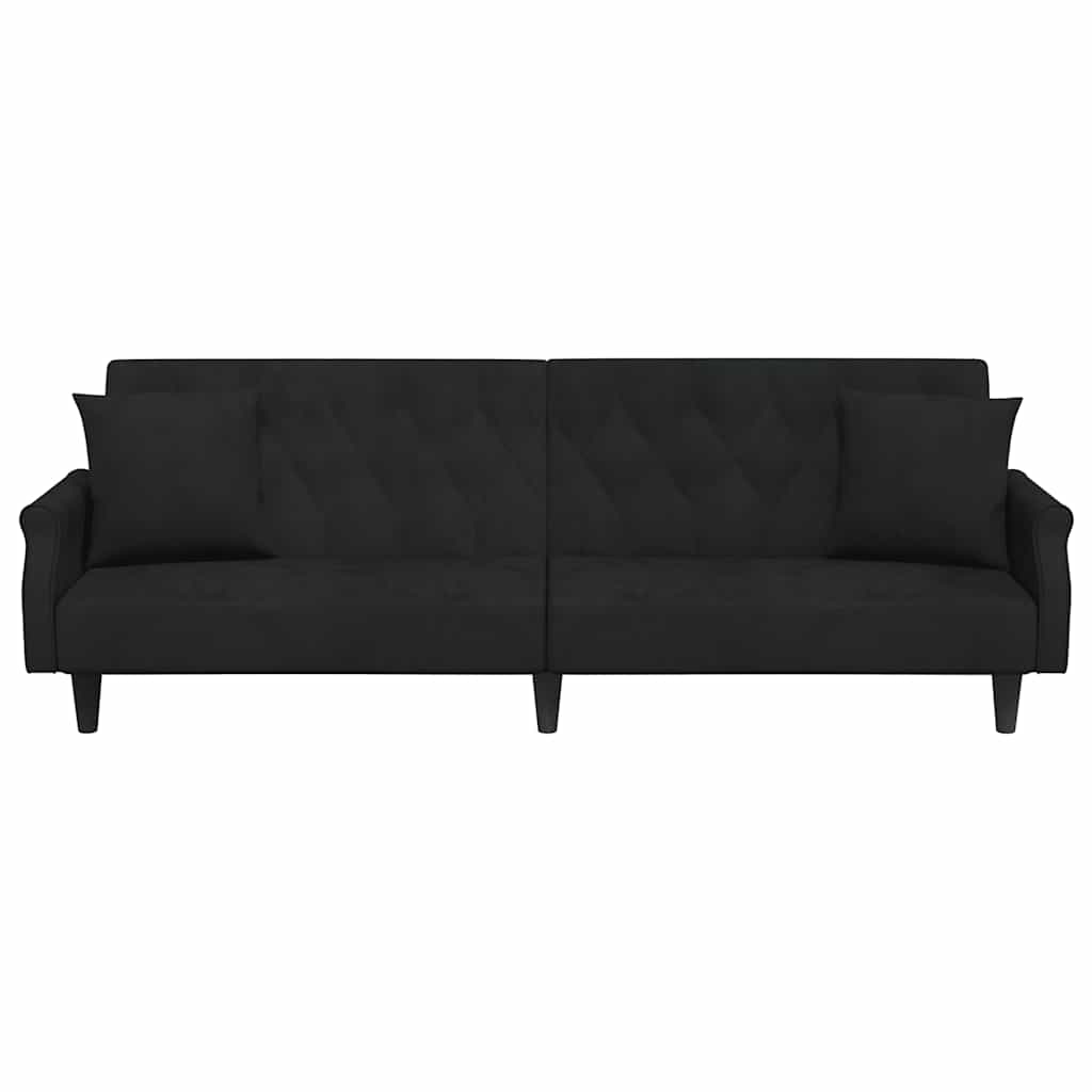 vidaXL Canapea extensibilă cu cotiere, negru, catifea