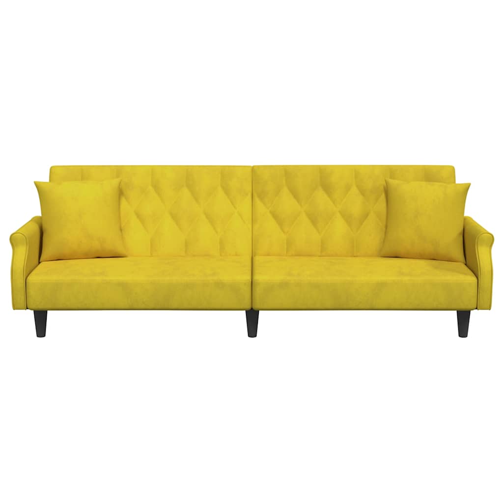 vidaXL Canapea extensibilă cu cotiere, galben, catifea
