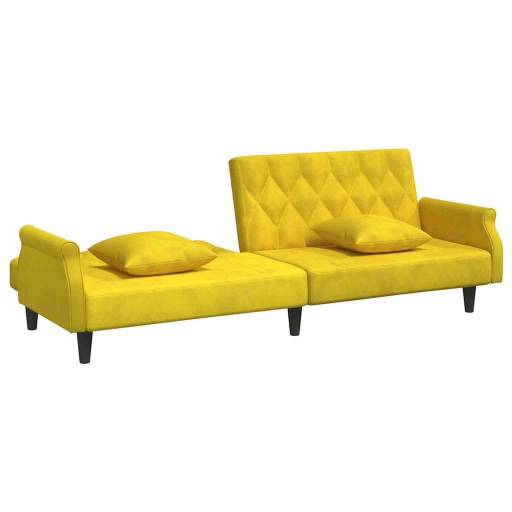vidaXL Canapea extensibilă cu cotiere, galben, catifea