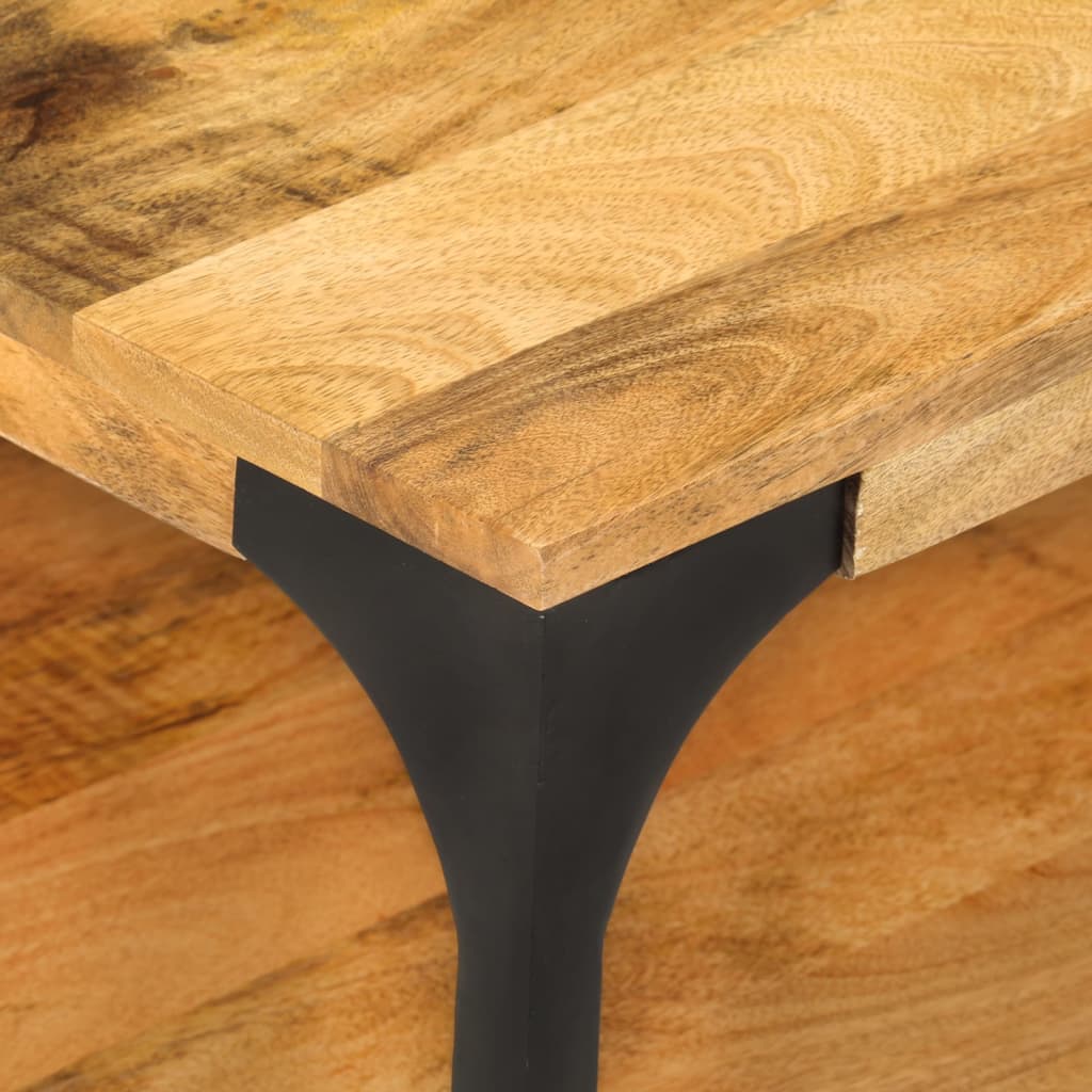 vidaXL Măsuță de cafea 2 straturi, 100x55x38 cm, lemn masiv mango/oțel vidaXL Măsuță de cafea 2 straturi, 100x55x38 cm, lemn masiv mango/oțel