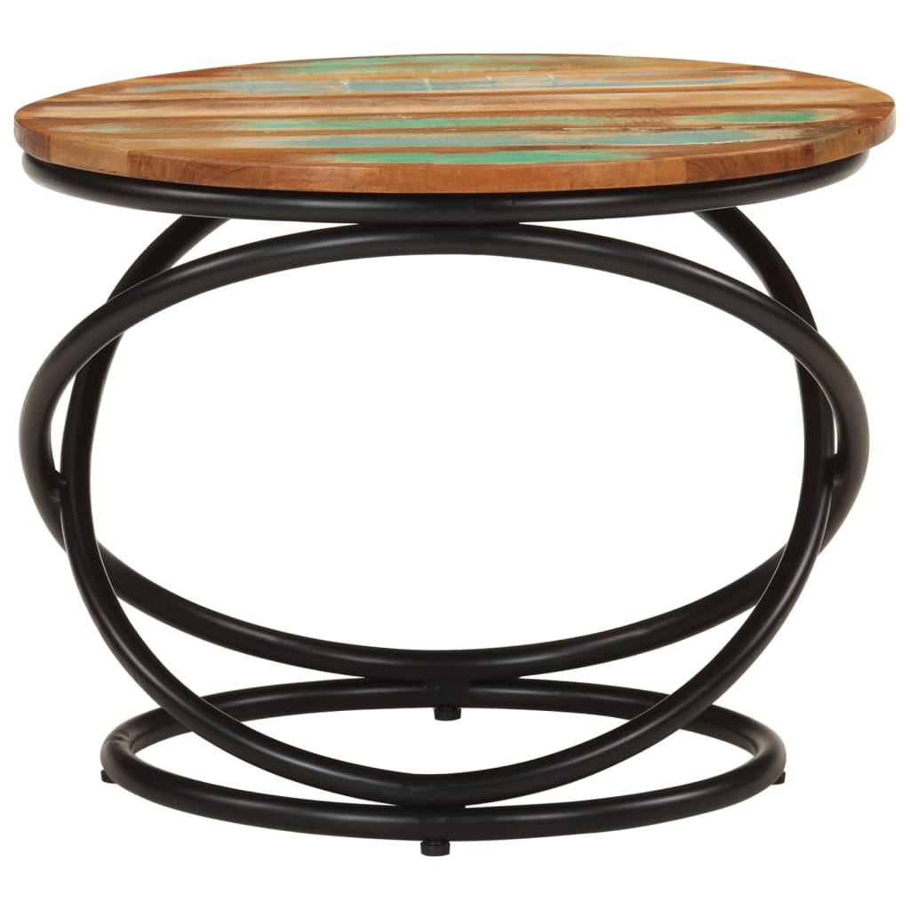 vidaXL Măsuță de cafea Ø50x40 cm, lemn masiv reciclat și oțel