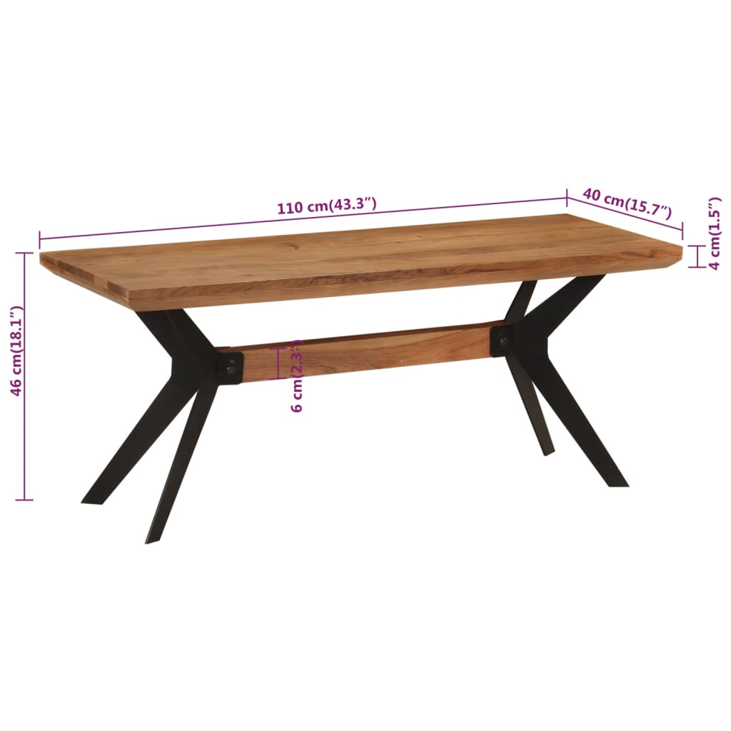 vidaXL Bancă de bucătărie, 110x40x46 cm, lemn masiv de acacia și oțel vidaXL Bancă de bucătărie, 110x40x46 cm, lemn masiv de acacia și oțel