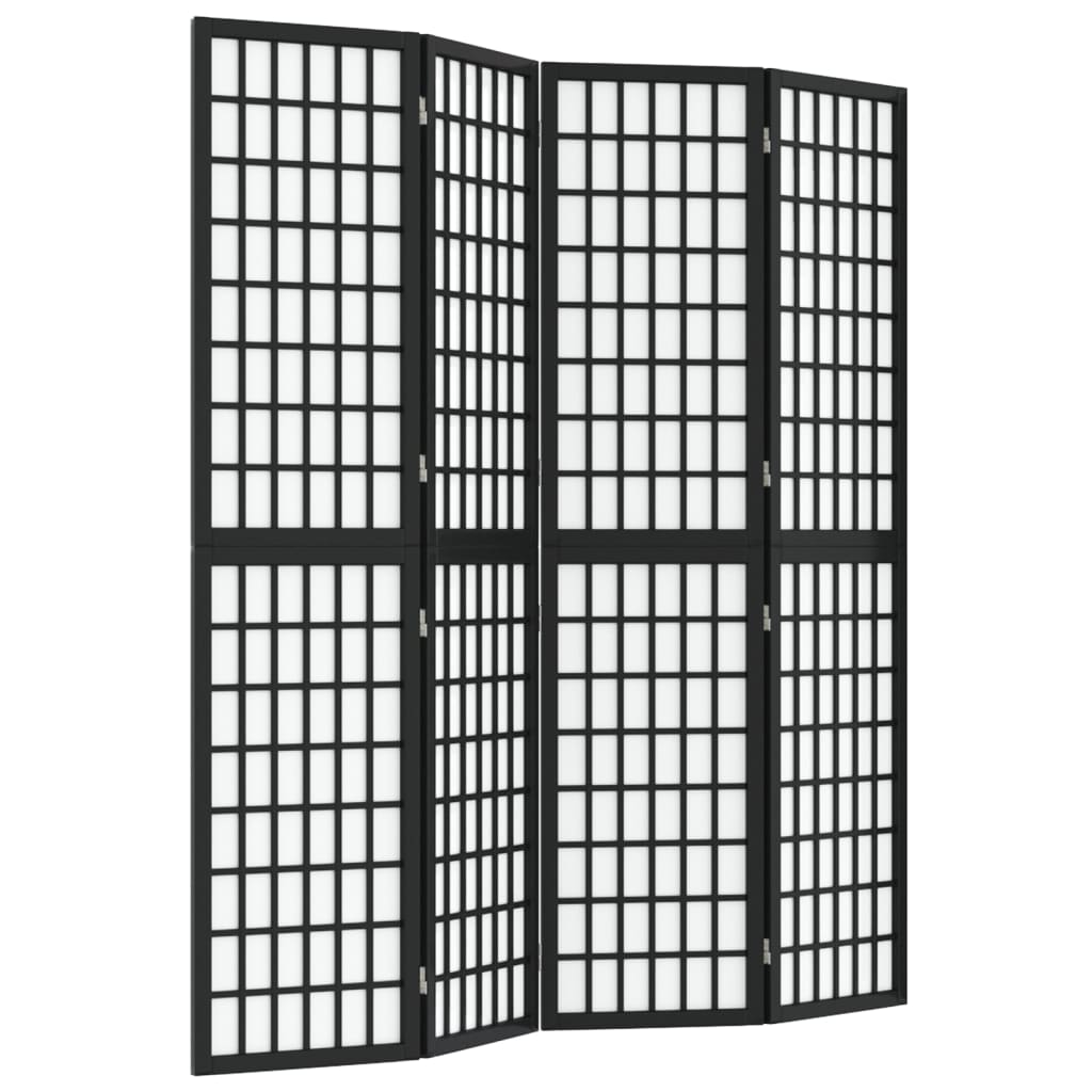 vidaXL Paravan pliabil cu 4 panouri, stil japonez, negru, 160x170 cm vidaXL Paravan pliabil cu 4 panouri, stil japonez, negru, 160x170 cm