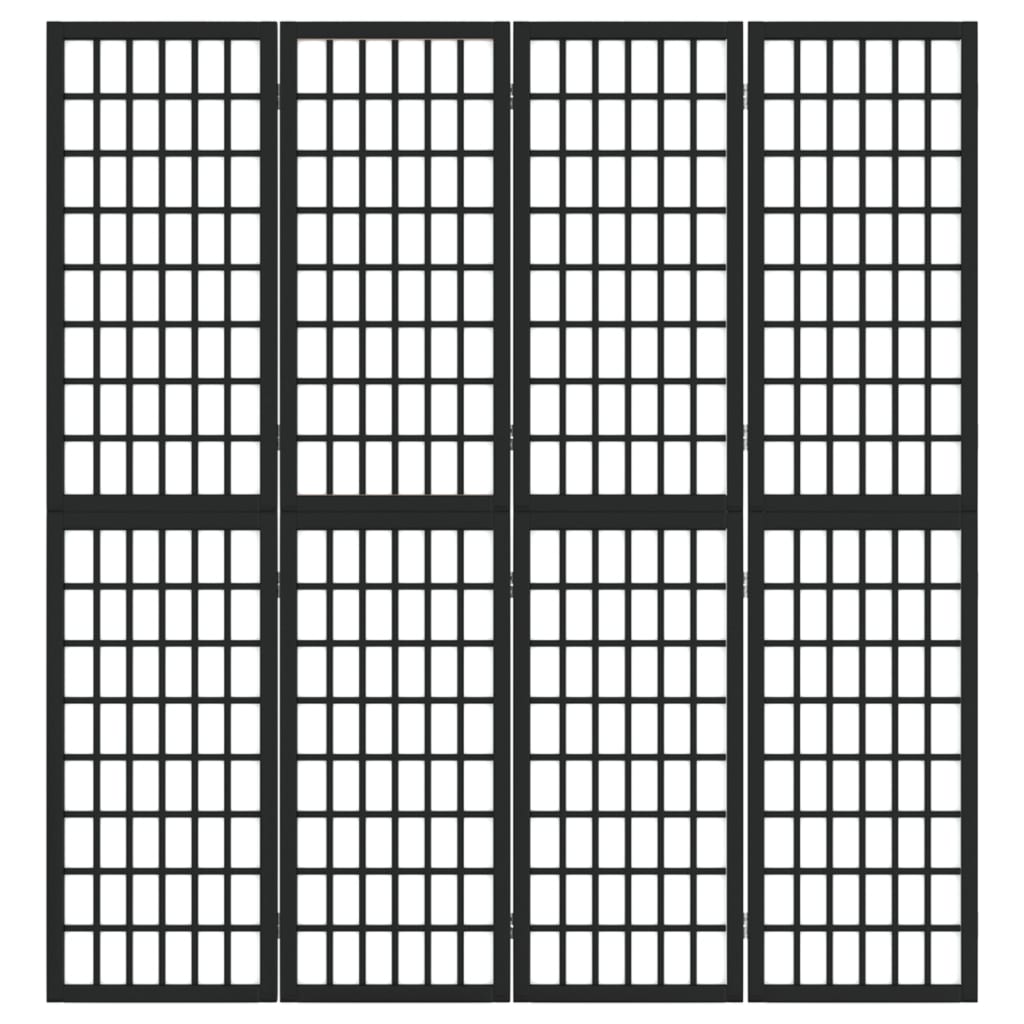 vidaXL Paravan pliabil cu 4 panouri, stil japonez, negru, 160x170 cm vidaXL Paravan pliabil cu 4 panouri, stil japonez, negru, 160x170 cm