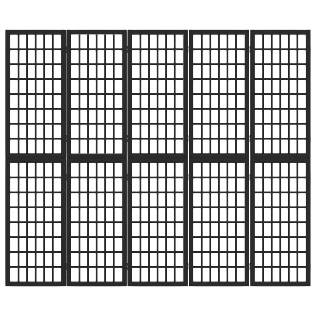 vidaXL Paravan pliabil cu 5 panouri, stil japonez, negru, 200x170 cm vidaXL Paravan pliabil cu 5 panouri, stil japonez, negru, 200x170 cm