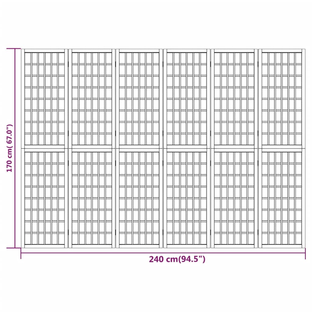 vidaXL Paravan pliabil cu 6 panouri, stil japonez, negru, 240x170 cm vidaXL Paravan pliabil cu 6 panouri, stil japonez, negru, 240x170 cm