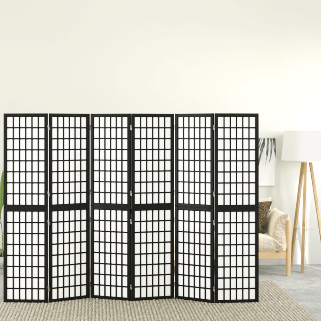 vidaXL Paravan pliabil cu 6 panouri, stil japonez, negru, 240x170 cm vidaXL Paravan pliabil cu 6 panouri, stil japonez, negru, 240x170 cm