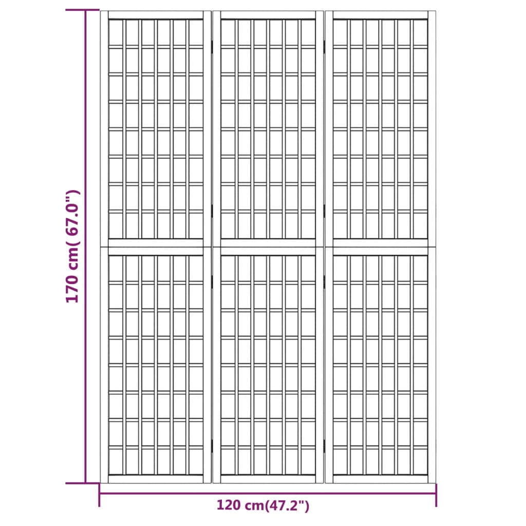 vidaXL Paravan pliabil de cameră, 3 panouri, 120x170 cm, stil japonez vidaXL Paravan pliabil de cameră, 3 panouri, 120x170 cm, stil japonez
